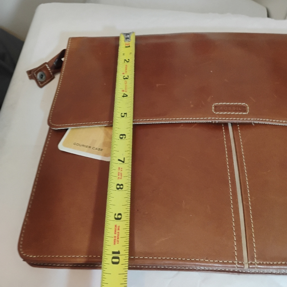 Fossil Courier Case Brown Portfolio Pouch Clutch Briefcase Storage Leather Displ - Picture 14 of 16